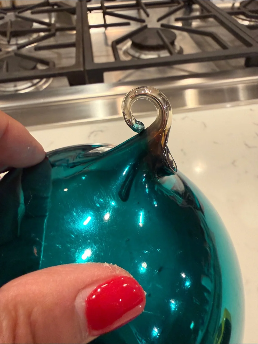Department 56 Mercury Glass Teal Christmas Ball Ornament 4” w/Original Box VTG